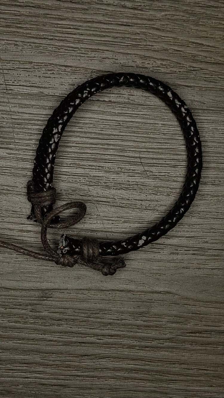 Hand crafted Black Braided Leather Adjustable Bracelet